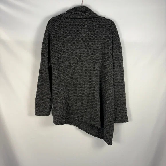 New York Laundry Women's Gray Textured Cowl Neck Tunic Top Button Detail L - Picture 11 of 12